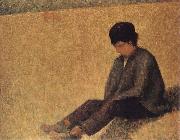 Georges Seurat The small Peasant sat on the lawn of the Pasture oil on canvas